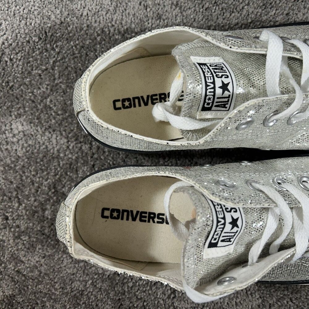Converse Chuck Taylor All Star Women’s Size 10 Silver Glitter Casual Shoes Used - Picture 10 of 13